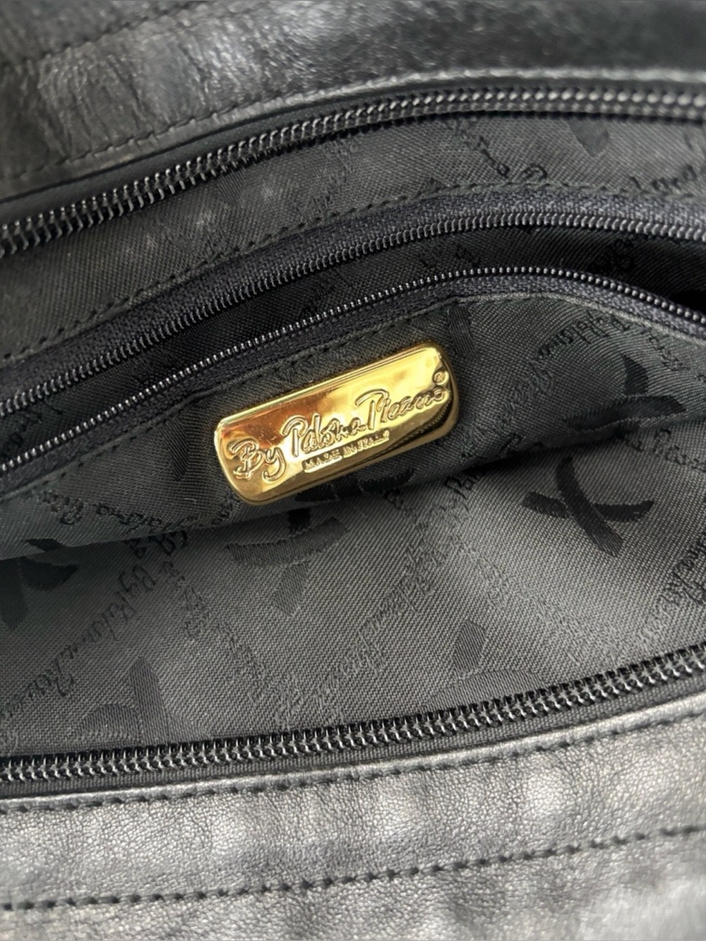 Paloma Picasso Black Leather Shoulder Bag with Gold Accent - Picture 5 of 10